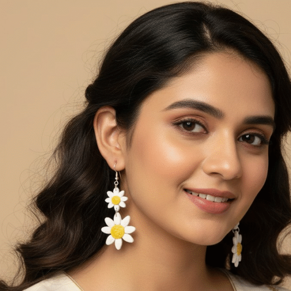 Handmade Clay Daisy Earrings